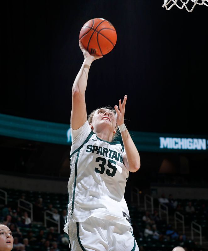 Michigan State's Kennedy Blair shoots against Mercyhurst, Tuesday, Nov. 4, 2025, in East Lansing.