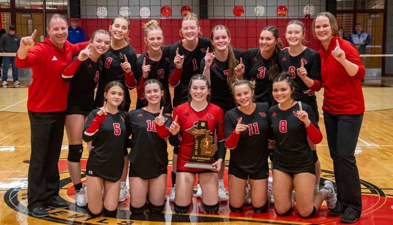 Johannesburg-Lewiston volleyball defeated Inland Lakes 3-2 on Thursday, Nov. 6 to secure the program's first district title since 2020.