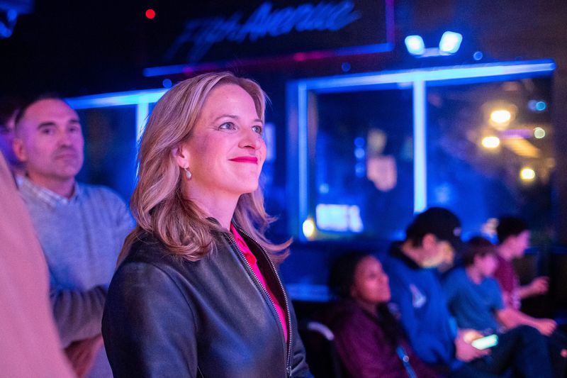 Michigan Secretary of State Jocelyn Benson during an event with labor leaders, elected officials and supporters one year out from the 2026 Michigan gubernatorial election at Fifth Avenue Royal Oak in Royal Oak on Thursday, Nov. 6, 2025.