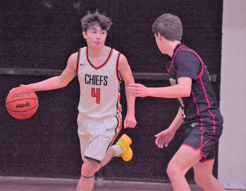 Junior guard Landon Gahn (4) and the Cheboygan boys basketball team open their season at Rudyard on Tuesday, Dec. 2.