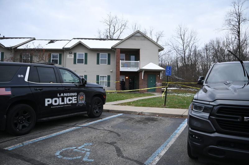 Lansing police and first responders at an apartment complex in southwest Lansing following the fatal shooting of an 18-year-old on Tuesday, Nov. 11, 2025.