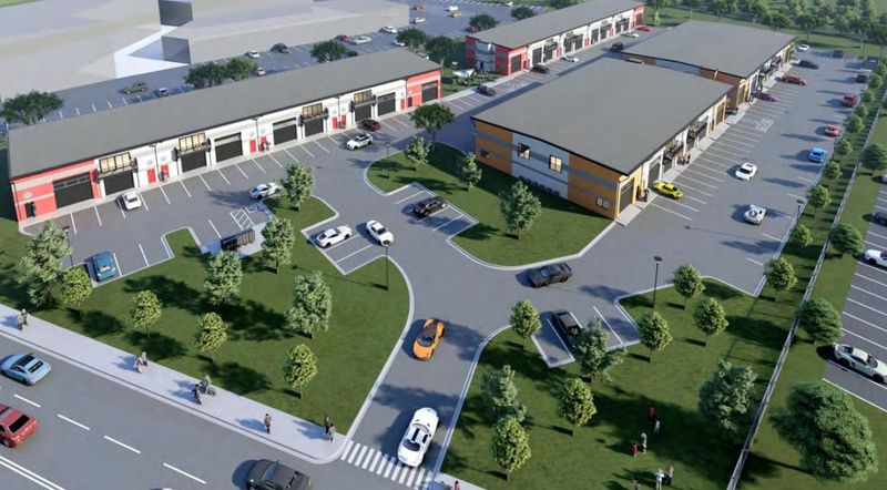 A rendering from the March 2024 planning commission packet shows the proposed Plymouth Flex Condominiums to be located off Schoolcraft Road east of Haggerty.