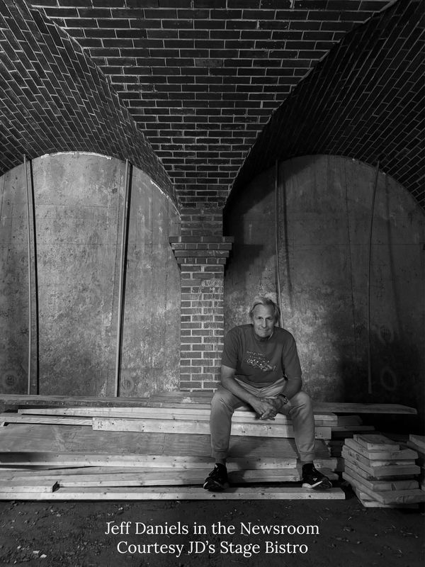 Jeff Daniels in the "Newsroom" of his new restaurant JD's Stage Bistro.