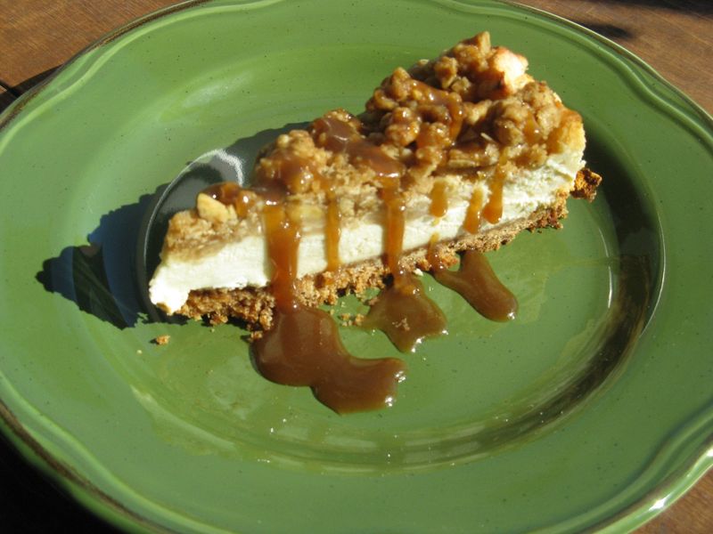 Apple Cheesecake with spiced salted caramel.