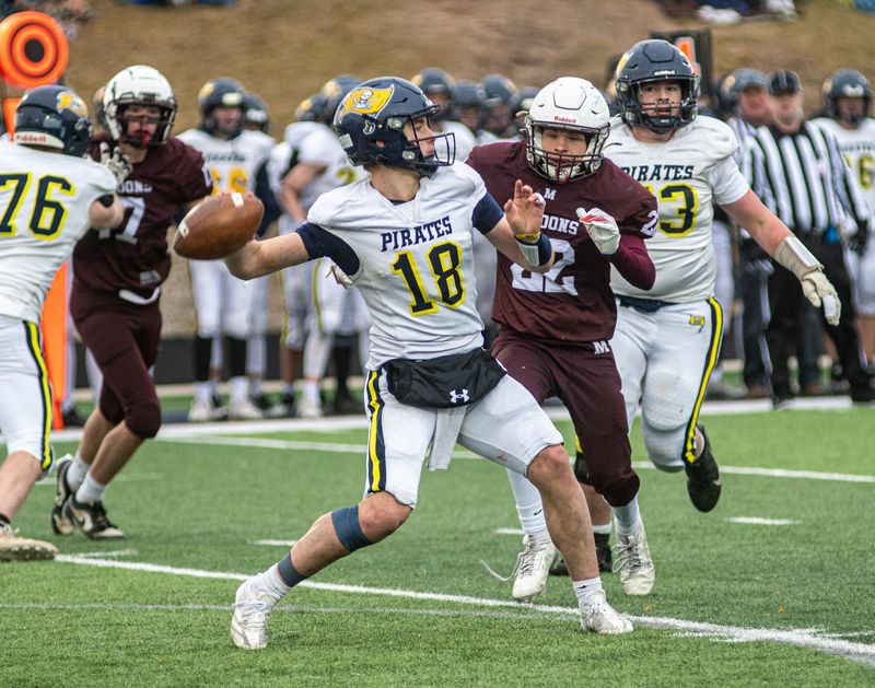 Ty Thelen threw for three touchdowns during an MHSAA Division 7 football semifinal between Pewamo-Westphalia and Menominee on Saturday, Nov. 22 in Gaylord, Mich.