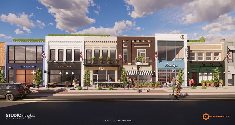 A rendering of the Gillespie Group's forthcoming Brick Row redevelopment on the 600 block of East Michigan Avenue in Lansing.