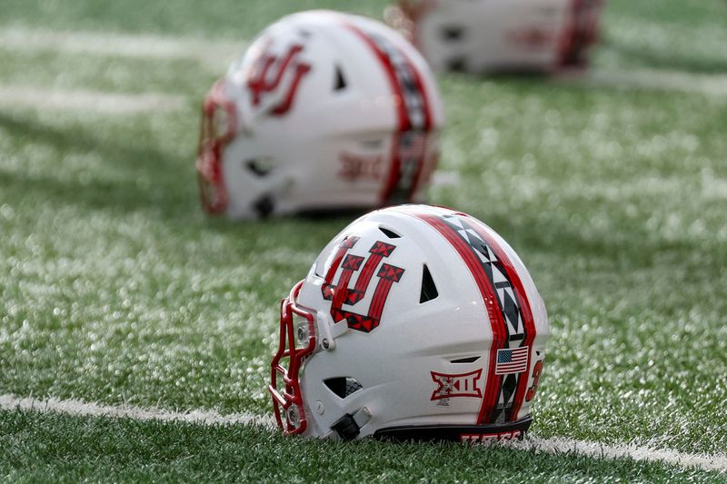 Sep 20, 2025; Salt Lake City, Utah, USA; A general view of the helmet worn by the Utah Utes before the game against the Texas Tech Red Raiders at Rice-Eccles Stadium. Mandatory Credit: Rob Gray-Imagn Images