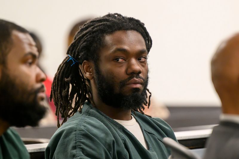 Deonate Cherry sits for a preliminary examination at 36th District Court, in Detroit, December 3, 2025. Three Detroit men have been charged in connection with the fatal shooting of Rylee Love of Detroit, who was hit by a stray bullet fired from a vehicle.