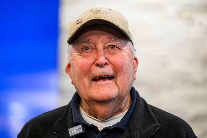 Ed Bambas, an 88-year-old Brighton resident, speaks after receiving over $1.7 million from a viral GoFundMe campaign, on Friday, Dec. 5, 2025 in Brighton.