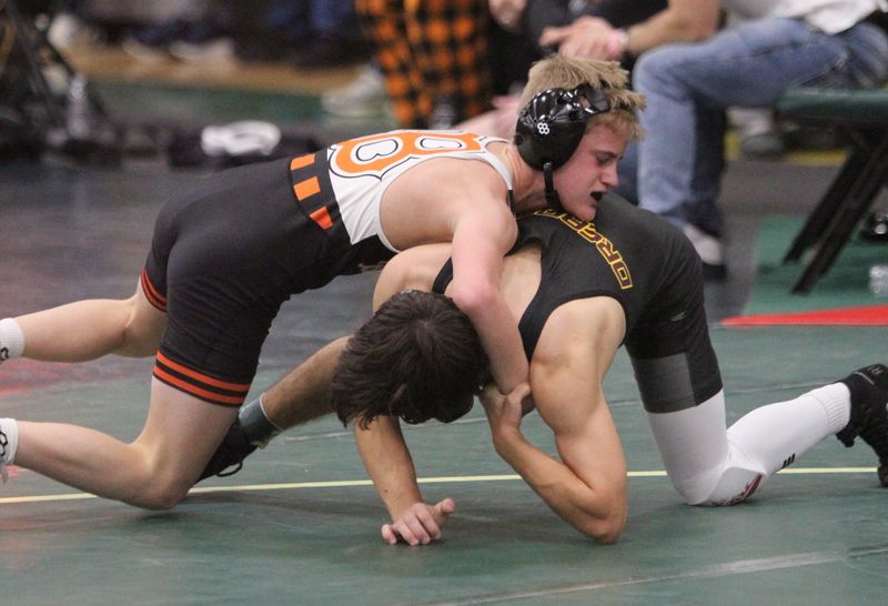 Liam Wood got Brighton started against Grand Ledge with a technical fall.