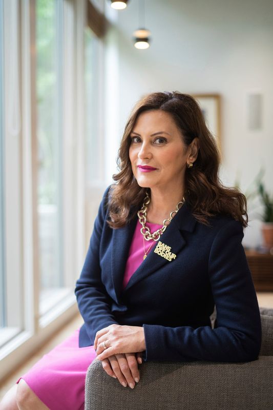 Michigan Governor Gretchen Whitmer at the Michigan Governor's Mansion in Lansing on Friday, August 26, 2022.