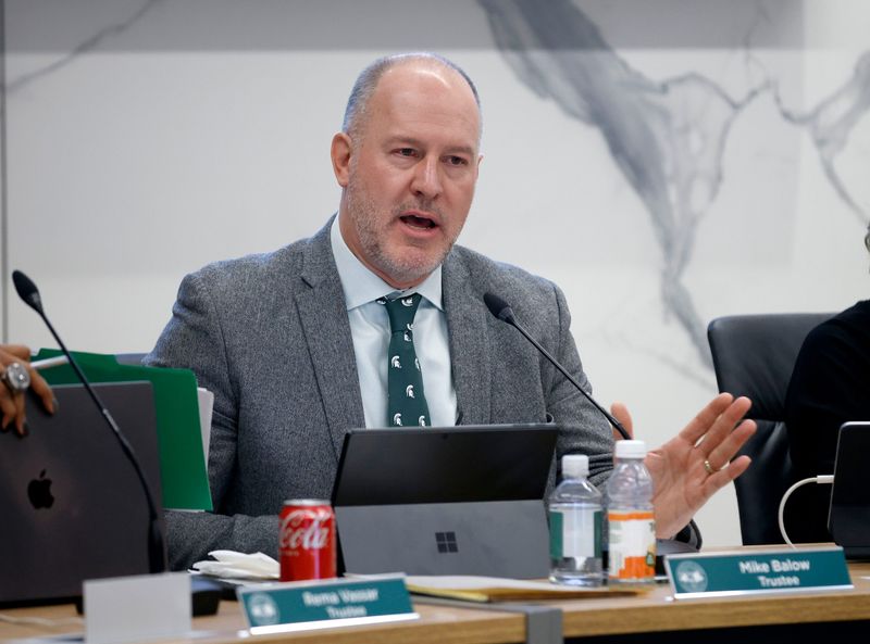 Trustee Mike Balow is shown during the Michigan State University Board of Trustees meeting, Friday, Dec. 12, 2025, in East Lansing.