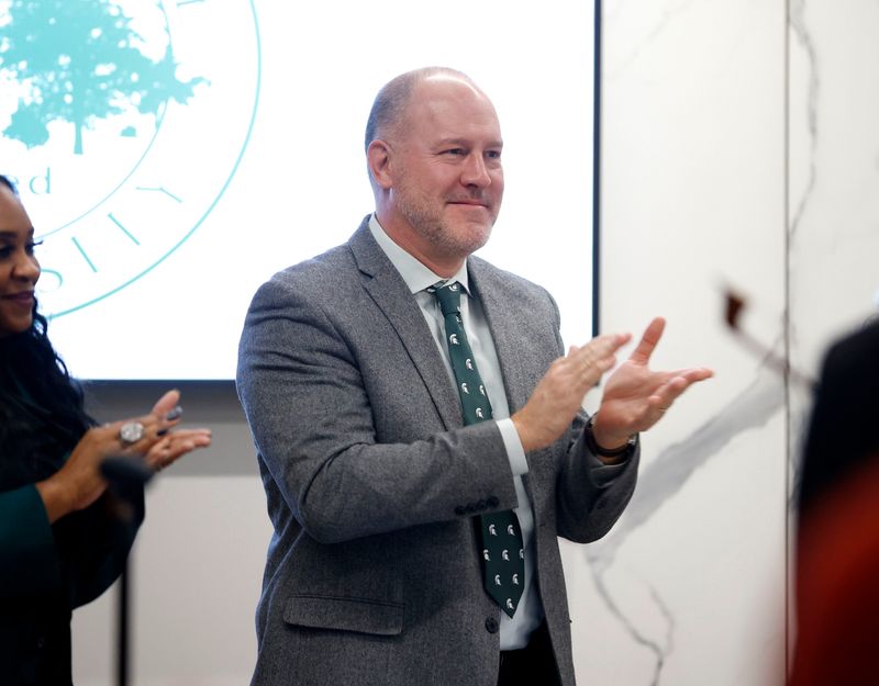 Trustee Mike Balow is shown during the Michigan State University Board of Trustees meeting, Friday, Dec. 12, 2025, in East Lansing.