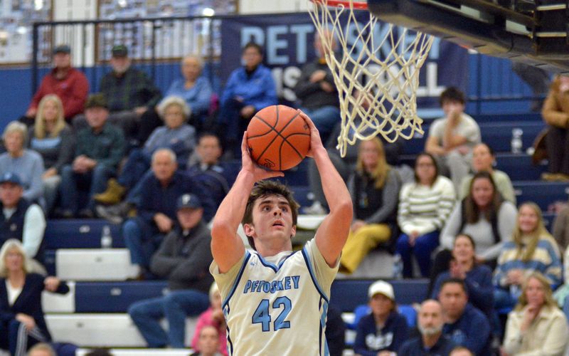 Jace Shaw and the Petoskey boys basketball team will be stuck at home and out of the gym Friday night, with weather conditions cancelling Friday's matchup with Gaylord.