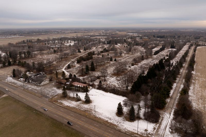 Property south of 23 Mile in Washington Twp. that real estate company Prologis wants to rezone to the "Industrial – Research – Technology" zoning district, December 22, 2025.
