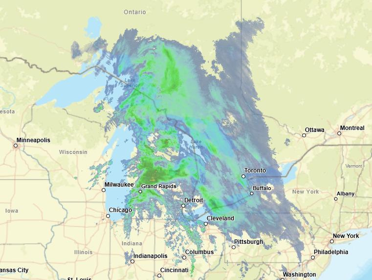 National Weather Service radar shows a winter storm in Michigan on Friday, Dec. 26, 2025.