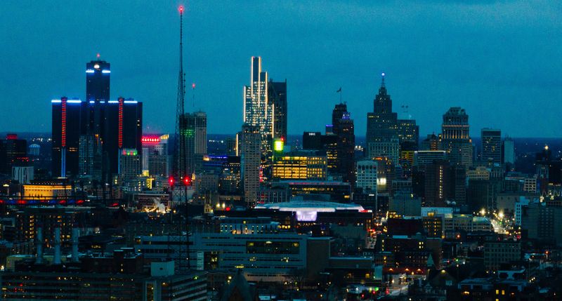 The Detroit skyline now features the city’s newest skyscraper, the Hudson’s Detroit Tower, on December 30, 2025.