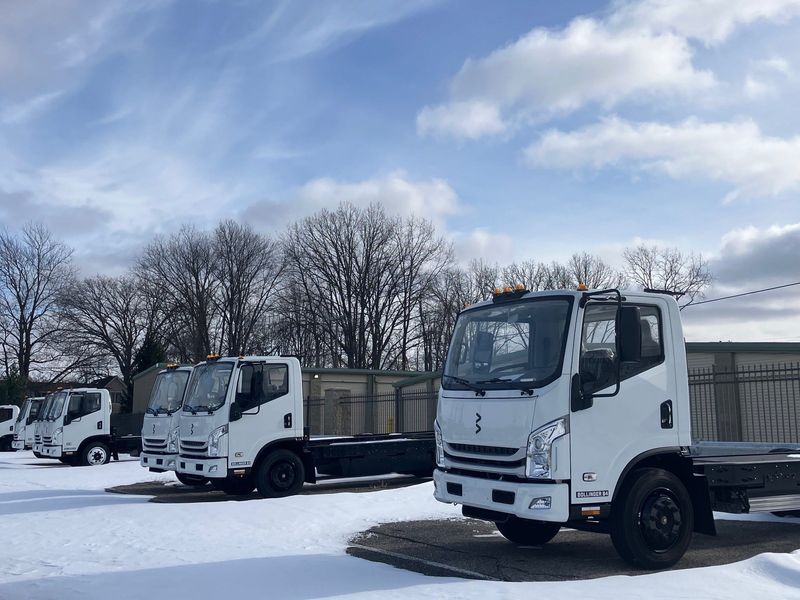 Some 18 new Bollinger B4 electric trucks remained at the company's Oak Park headquarters in January 2026. Bollinger's workers were laid off late last year but some employees of its parent company, Mullen Automotive, were shifted into the building, the company had said.