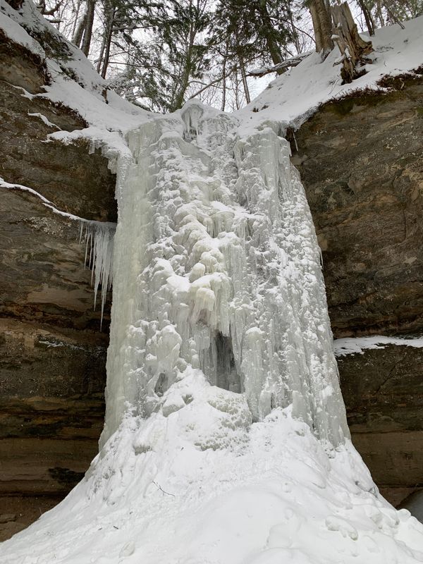 The "No Boundaries" ice formation along Sand Point Road near Munising, seen Jan. 2, 2026.