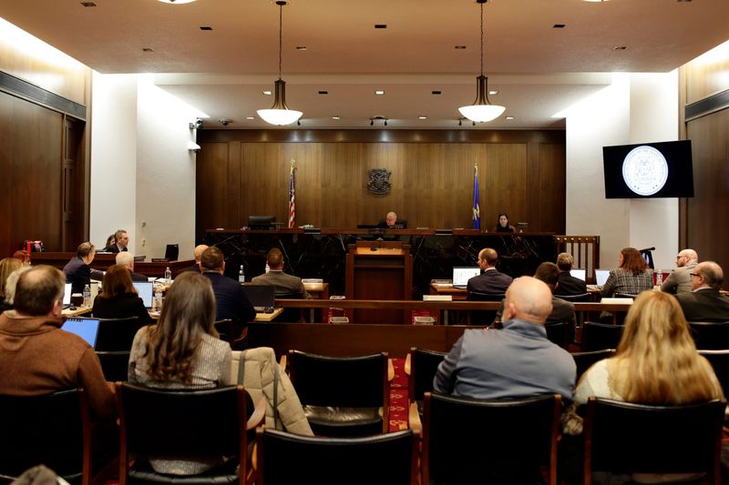 The Court of Appeals courtroom is seen on Monday, January 12, 2026 in Grand Rapids, Mich. during the start of the Edenville Dam flooding trial. On Thursday, a judge ruled against residents, determining they didn't prove the state was liable for damages caused by the 2020 Edenville and Sanford Dam failures.