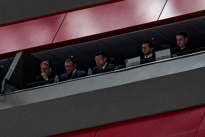 Detroit Red Wings general manager Steve Yzerman, second from left, watches a play during the third period between Detroit Red Wings and Carolina Hurricanes at Little Caesars Arena in Detroit on Monday, Jan. 12, 2026.