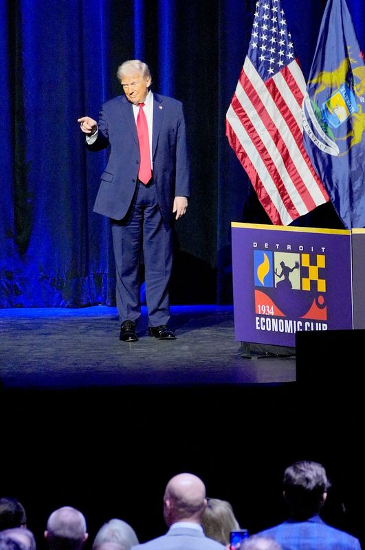 President Donald Trump speaks to the crowd at the Detroit Economic Club at Soundboard inside the MotorCity Casino Hotel in Detroit on Tuesday, Jan. 13, 2026.