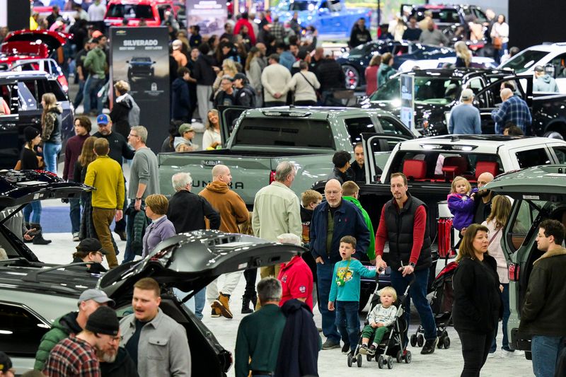 Guests to the 2026 Detroit Auto Show check out vehicles on Saturday, Jan. 17, 2026 at Huntington Place in Detroit.