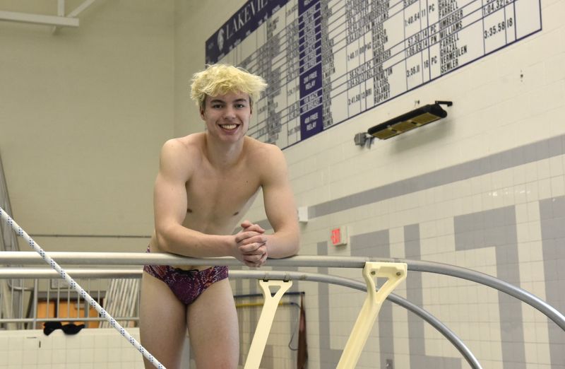 Lakeview senior captain Peyton Elder is one of the top divers in the area and is chasing the school and pool records for the Spartans.