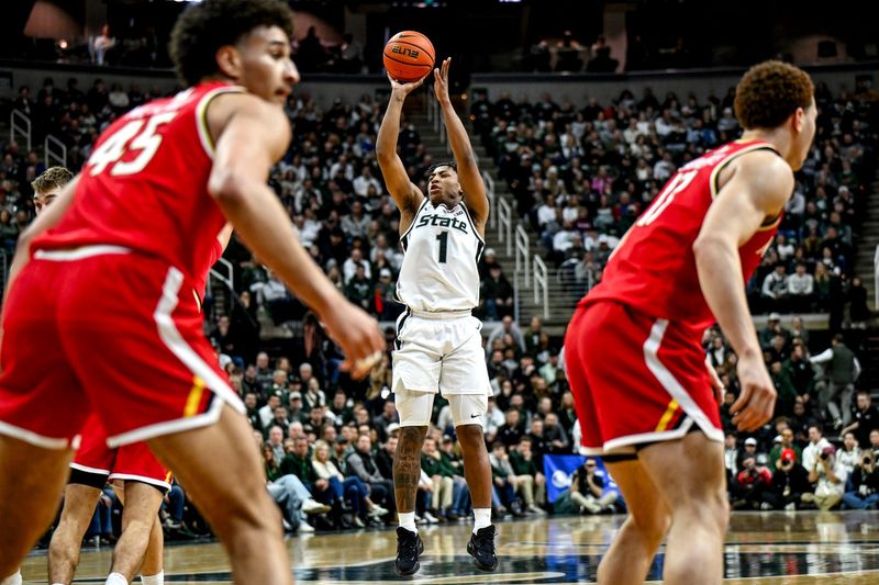 Michigan State's Jeremy Fears Jr. scores against Maryland during the first half on Saturday, Jan. 24, 2026, at the Breslin Center in East Lansing.