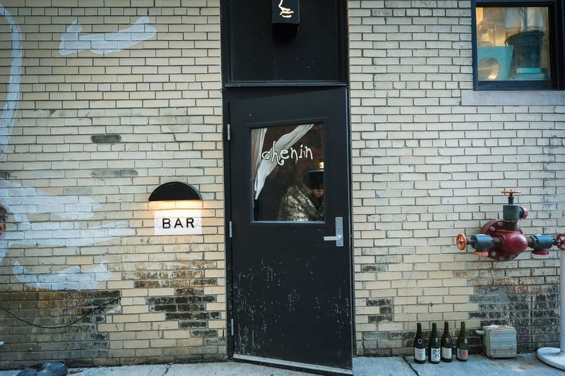 The entrance from the alleyway to Chenin, a small wine bar in the Siren Hotel in downtown Detroit, Thursday, Jan. 22, 2026.