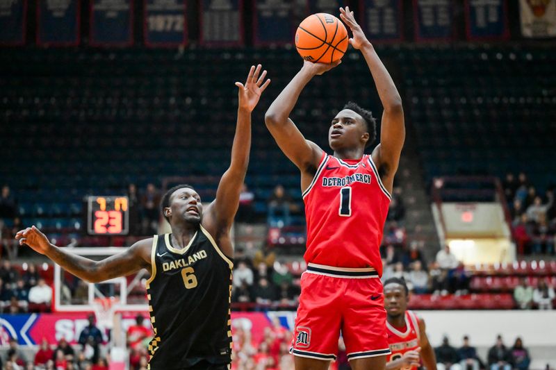 Tyler Spratt (1) is one of several Metro Detroiters who have keyed a mini renaissance at Detroit Mercy.