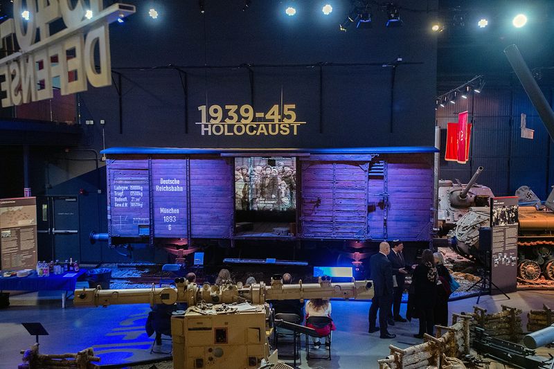 A 1913 rail car used to transport Holocaust victims in Nazi Germany is part of the Holocaust exhibit at the American Heritage Museum in Hudson. A Holocaust Remembrance Day ceremony was held, Jan. 27, 2026.