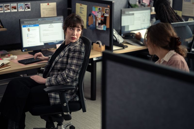 Emma Raimi plays River, a co-worker of Rachel McAdams' Linda in "Send Help."