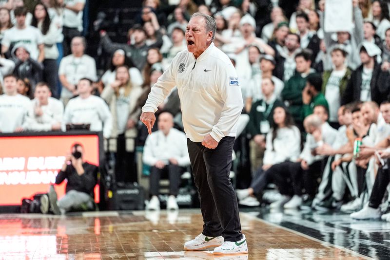 Michigan State head coach Tom Izzo reacts to a play against Michigan during the second half at Breslin Center in East Lansing on Friday, Jan. 30, 2026.