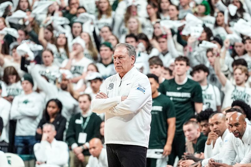 Michigan State head coach Tom Izzo watches a play against Michigan during the second half at Breslin Center in East Lansing on Friday, Jan. 30, 2026.