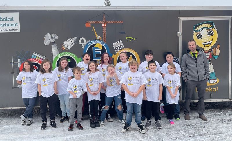 The mobile Char-Em Street STEM is shown during a visit with Alanson students.