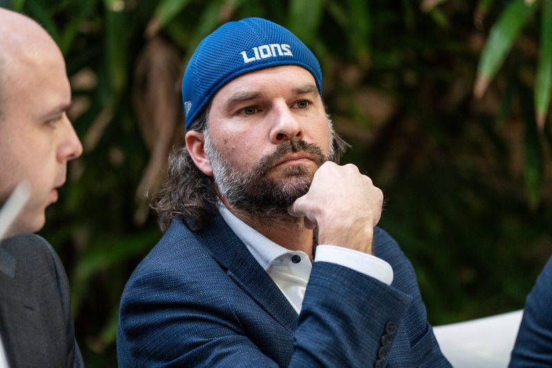 Detroit Lions fan Ryan Kennedy at a press conference in Farmington Hills on Friday, December 26, 2025.