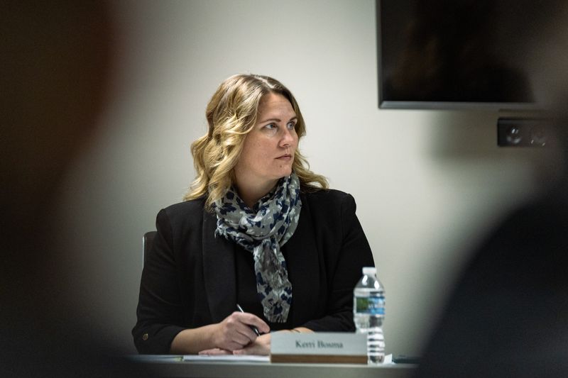 Supervisor Kerri Bosma listens during a meeting of the Zeeland Township Board in February 2026.