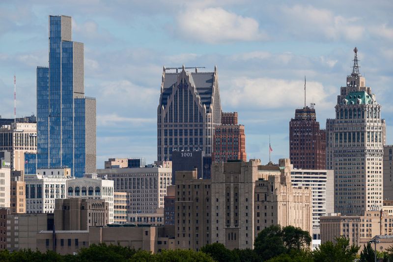 The Detroit skyline on Aug. 24, 2025.