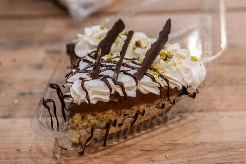 A slice of Dubai Chocolate Silk pie at Achatz Handmade Pie Co. in Beverly Hills on Thursday, Feb. 5, 2026.