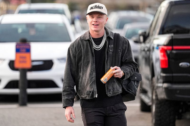 Detroit Tigers outfielder Max Clark arrives for first day spring training at TigerTown in Lakeland, Fla. on Wednesday, Feb. 11, 2026.