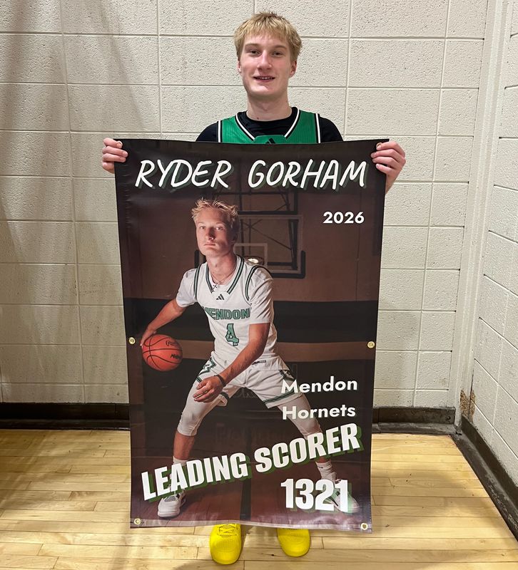 Ryder Gorham broke Mendon's all-time scoring mark, which stood since 1998.