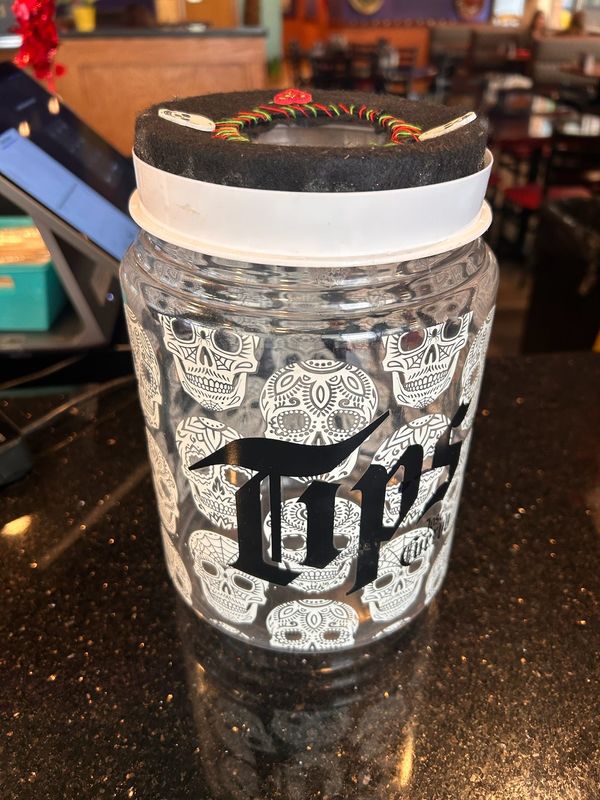 The tip jar that was taken and then returned to Mr. Miguel's Mexican Grille & Cantina on Ryan Road in Warren at the restaurant Feb. 11, 2026.