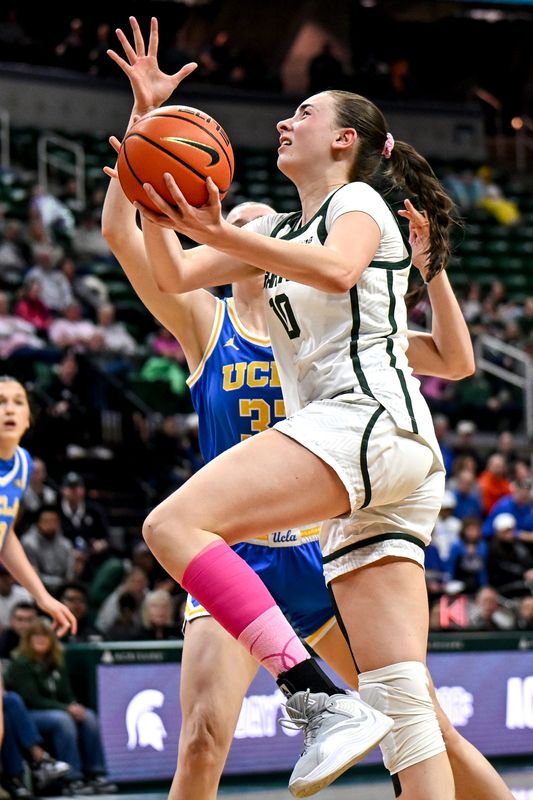 Michigan State's Ines Sotelo shoots against UCLA during the third quarter on Wednesday, Feb. 11, 2026, at the Breslin Center in East Lansing.