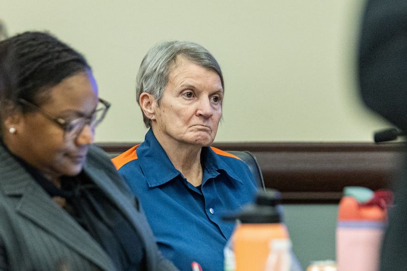 Karen Boes listens during her evidentiary hearing on Friday, Feb. 13, at Ottawa County’s 20th Circuit Court.