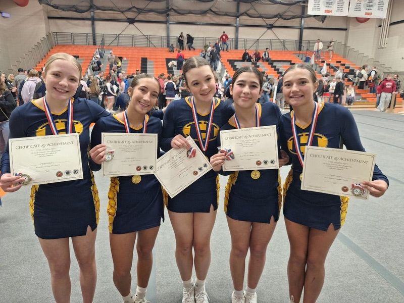 Brooklyn Whaley (second from left) with her fellow All-County 2026 Hornet teammates Ava Olmstead, Haleigh Smith, Kiley Hershiser and Savannah Radabaugh.