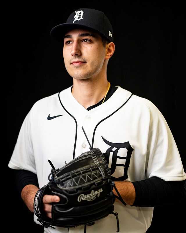 Detroit Tigers pitcher Jake Miller on picture day during spring training at TigerTown in Lakeland, Fla. on Tuesday, Feb. 17, 2026.