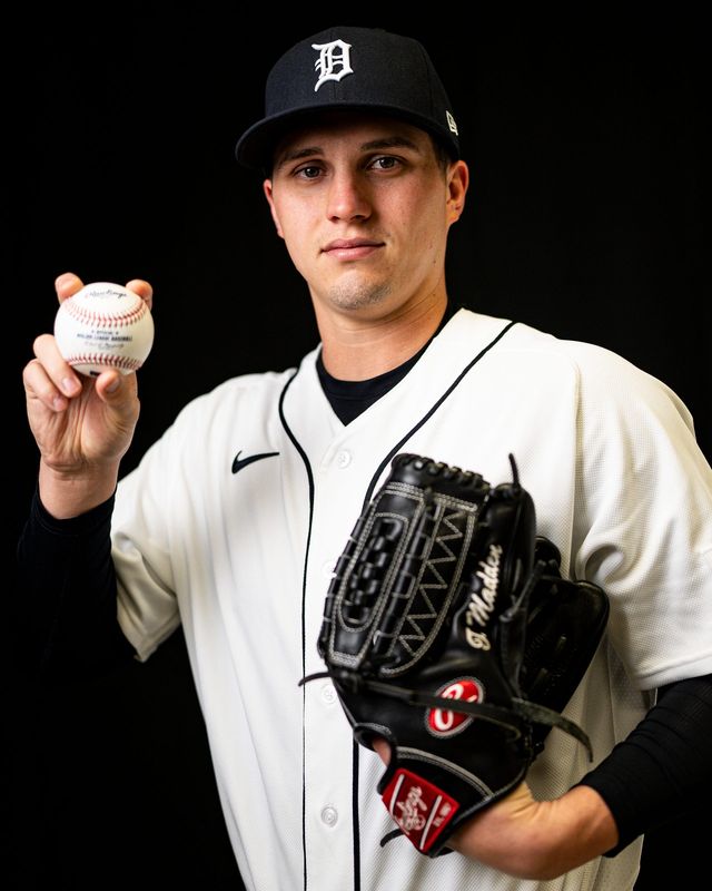 Detroit Tigers pitcher Ty Madden on picture day during spring training at TigerTown in Lakeland, Fla. on Tuesday, Feb. 17, 2026.