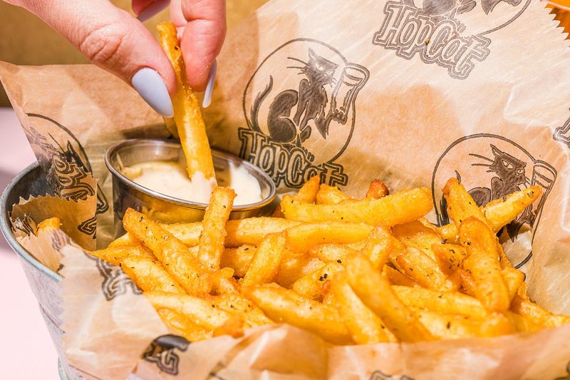 HopCat is known for its curated selections of craft beers paired with a comfort food menu of burgers and sandwiches and its Cosmik fries.