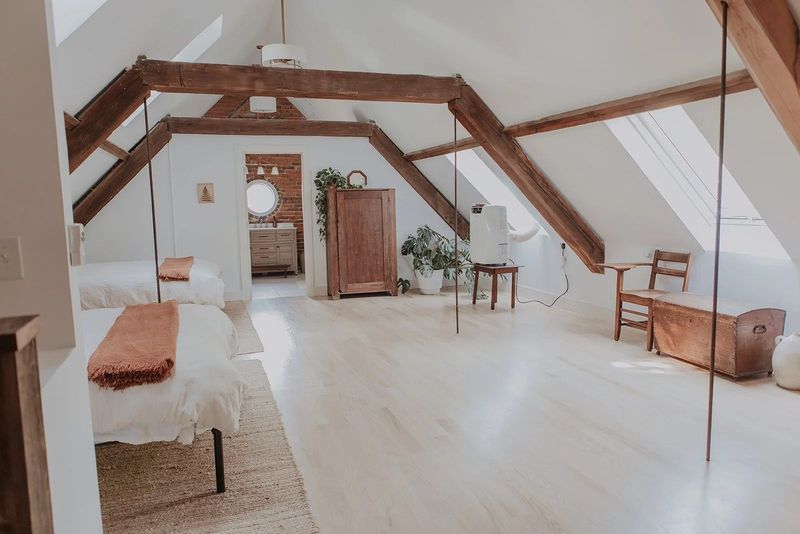 Interior of 1055 Mount Tabor Road in Buchanan, a restored schoolhouse reimagined as a two-bedroom home, listed at $989,000.